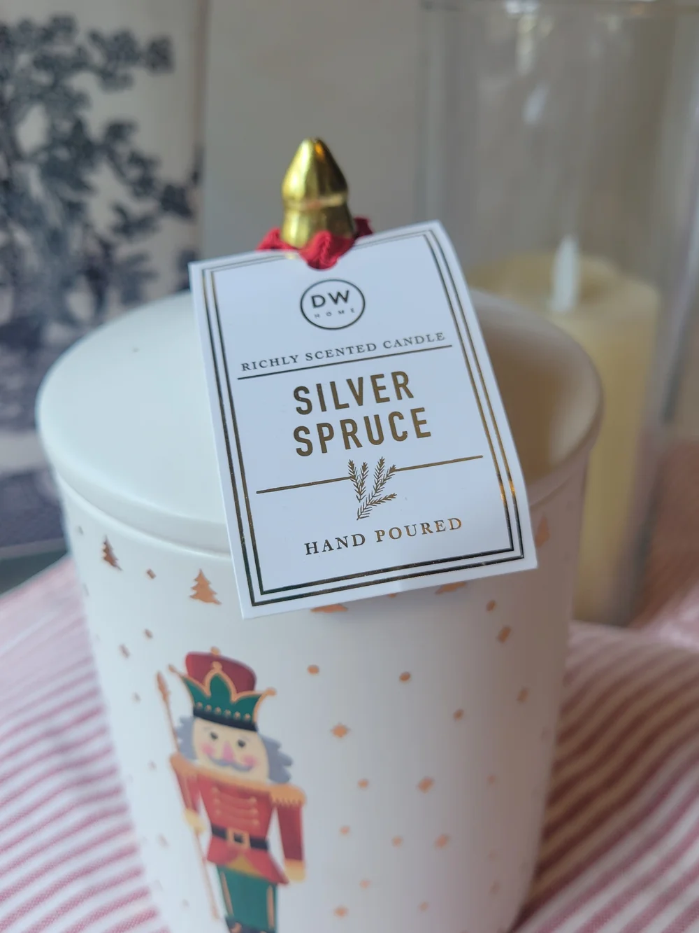DW Home Silver Spruce Ceramic  Nutcracker Candle